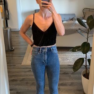 Black velvet crop top